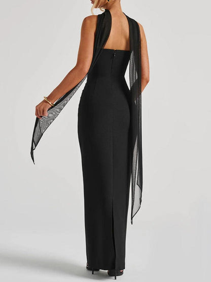 Milionera Black Maxi Dress - Waist-Tucked Bodycon Fit