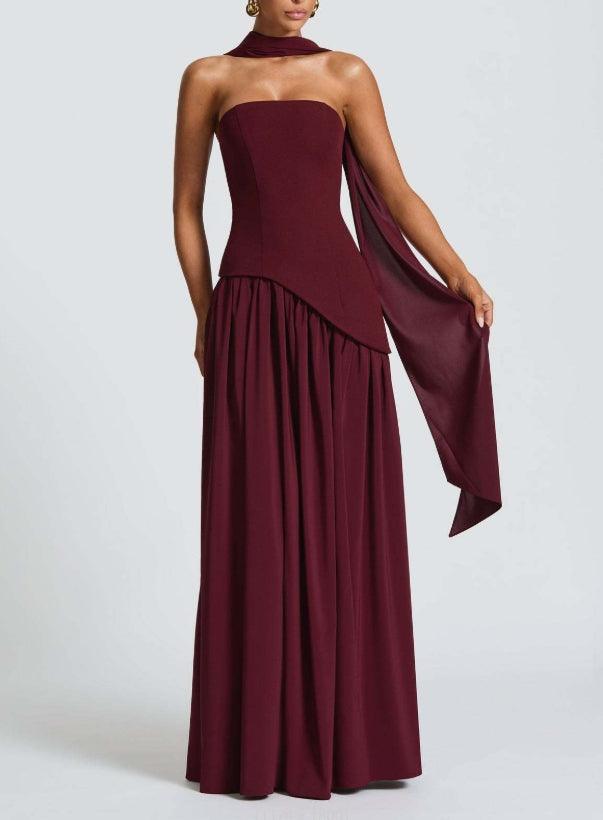 Milionera Pale Yellow Maxi Dress - Strapless & High Slit Fit