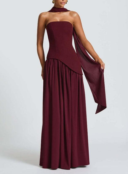 Milionera Pale Yellow Maxi Dress - Strapless & High Slit Fit