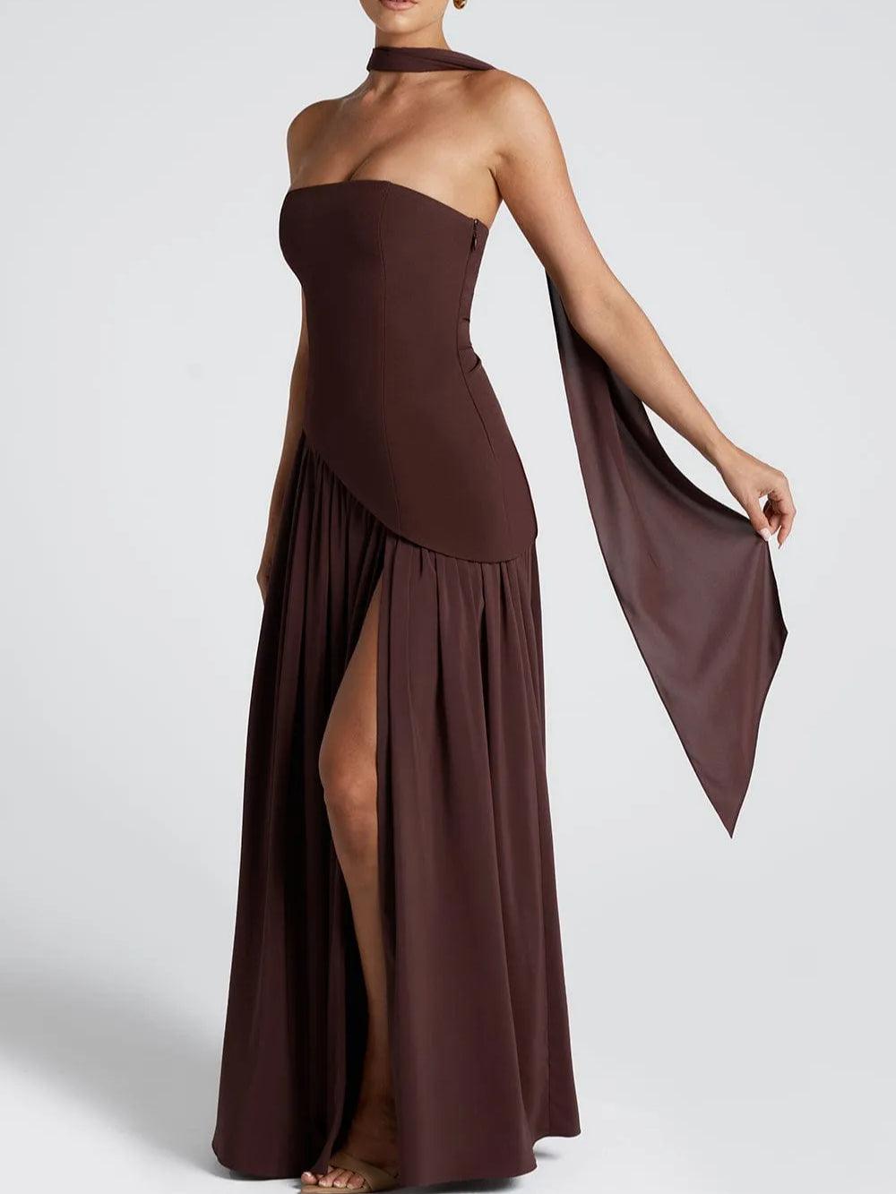 Milionera Pale Yellow Maxi Dress - Strapless & High Slit Fit